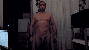 Naturist nudist nude naked penis - full frontal male portrait.